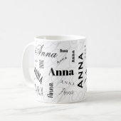 Anna Individueller Name Schwarz Weiß Kaffeetasse (Vorderseite Links)