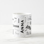 Anna Individueller Name Schwarz Weiß Kaffeetasse (Mittel)
