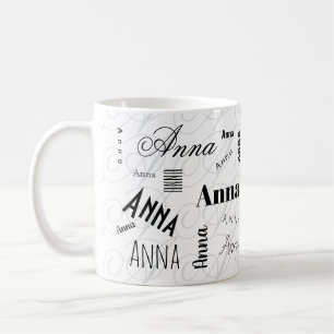 Anna Individueller Name Schwarz Weiß Kaffeetasse