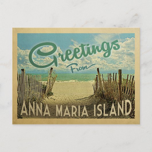 Anna Maria Island Beach Vintage Travel Postkarte (Vorderseite)