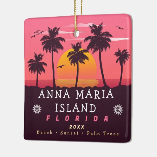 Anna Maria Island Florida Retro Sunset Palmen Tree Keramikornament (Links)