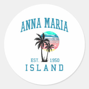 Anna Maria Island Florida Vintag Beach Palmen Runder Aufkleber
