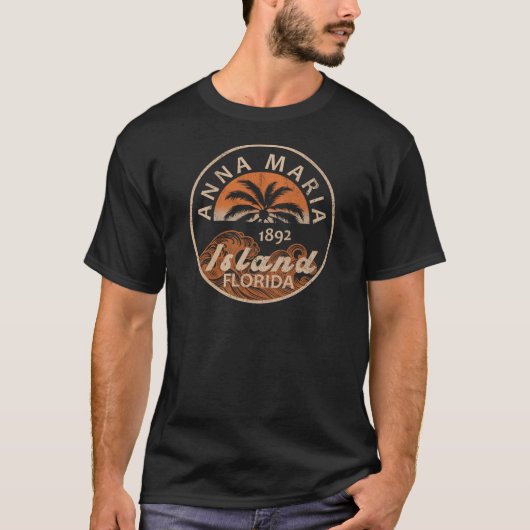 Anna Maria Island Florida - Wave and Palm Design T-Shirt (Vorderseite)