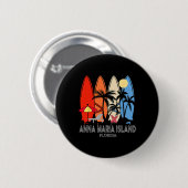 Anna Maria Island Strand Florida Retro Surfbrett V Button (Vorne & Hinten)