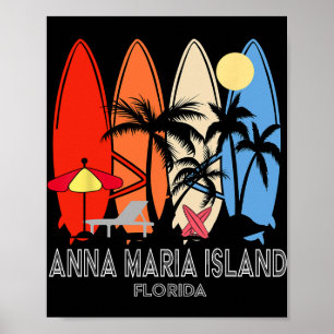 Anna Maria Island Strand Florida Retro Surfbrett V Poster