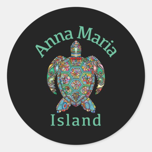 Anna Maria Island Tribal Turtle Runder Aufkleber (Vorderseite)