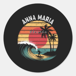 Anna Maria Strand Florida Strand Surfen  Runder Aufkleber
