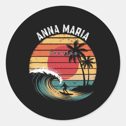 Anna Maria Strand Florida Strand Surfen Runder Aufkleber (Vorderseite)
