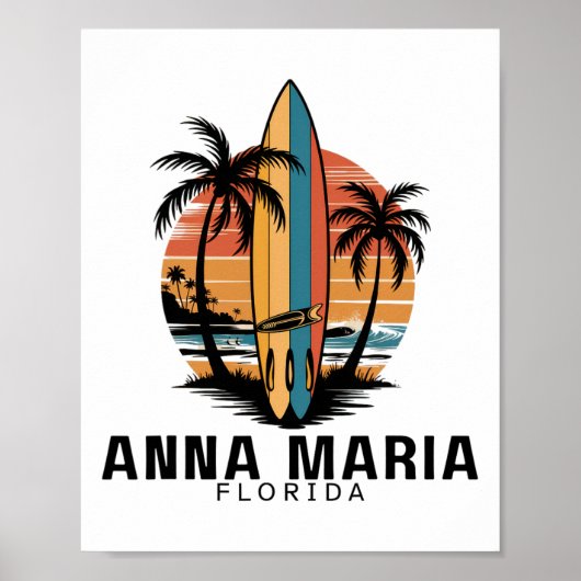 Anna Maria Strand Florida Surfen Surferin Poster (Vorne)