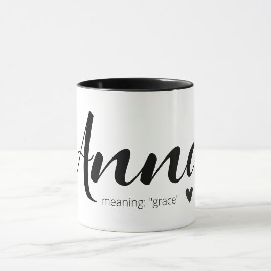 ANNA Name bedeutet minimale moderne schwarze Textm Tasse (Zentrum)