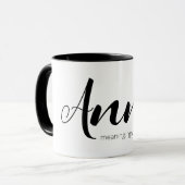 ANNA Name bedeutet minimale moderne schwarze Textm Tasse (Vorderseite Links)