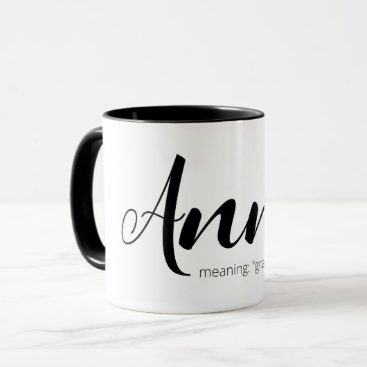 ANNA Name bedeutet minimale moderne schwarze Textm Tasse (Vorderseite Links)