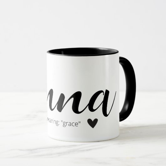 ANNA Name bedeutet minimale moderne schwarze Textm Tasse (VorderseiteRechts)