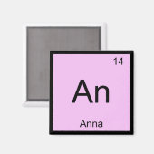Anna Name Chemistry Element Periodic Table Magnet (Vorderseite/Rückseite)