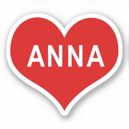 ANNA NAME Red Liebe Heart Vinyl Sticker (Vorderseite)