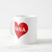 ANNA NAME Rotes Liebesherz Kaffeetasse (Vorderseite Links)