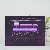 Anna Name Vorname lila retro Karte Geburtstag (Stehend Vorderseite)