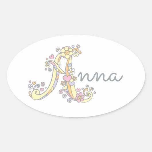 Anna oder Ihr Name beginnend mit A Etikett Ovaler Aufkleber (Vorderseite)