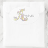 Anna oder Ihr Name, beginnend mit einem Label Ovaler Aufkleber (Tasche)