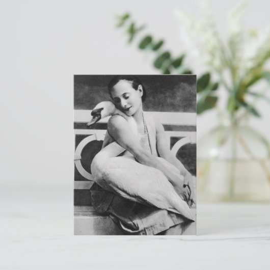 Anna Pavlova mit ihrem Jack als Haustier Schwan, c Postkarte (Stehend Vorderseite)