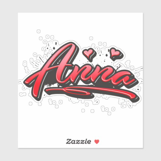 Anna red Heart Graffiti Aufkleber Sticker (Blatt)
