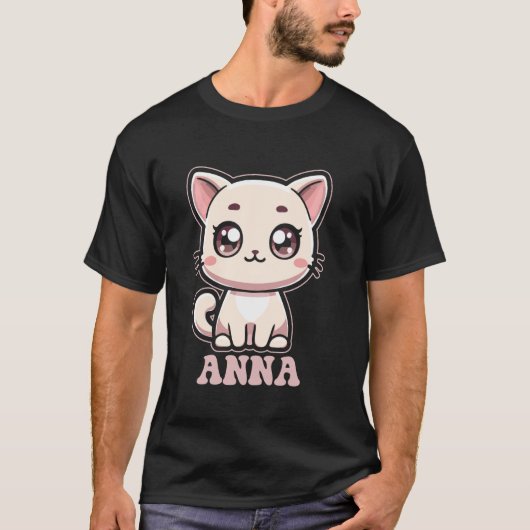 Anna Süßes Kätzchen Katze Design für Mädchen Name T-Shirt (Vorderseite)