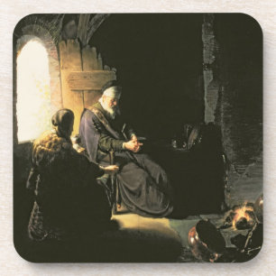 Anna und das blinde Tobit, c.1630 (Öl auf Platte) Getränkeuntersetzer
