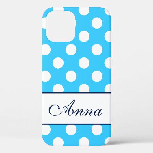 Anna - Vorlage für Ihren Namen, Big Polka Dots Blu Case-Mate iPhone Hülle (Rückseite)