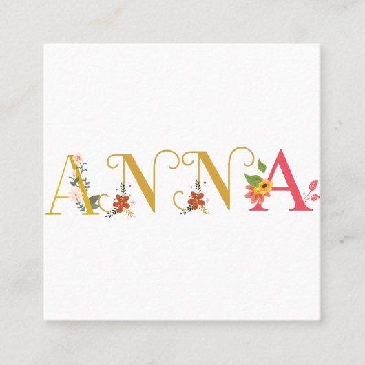 ANNA Vorname Elegant bestickt Quadratische Visitenkarte (Vorderseite)
