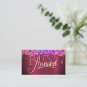 Annabel Pink Glitzer Tropfens Business Card Visitenkarte (Stehend Vorderseite)