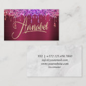 Annabel Pink Glitzer Tropfens Business Card Visitenkarte (Vorne/Hinten)
