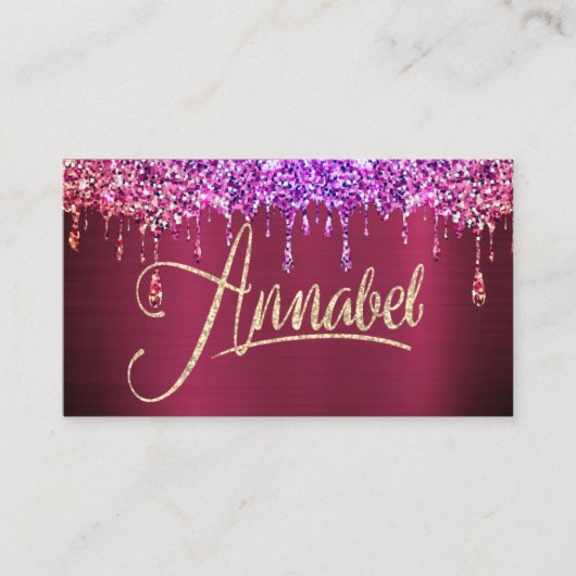 Annabel Pink Glitzer Tropfens Business Card Visitenkarte (Vorderseite)
