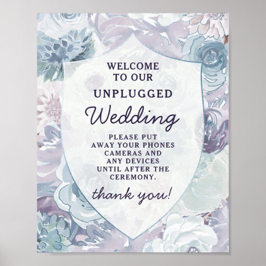 Annabelle Chic Wappen Unplugged Wedding Table Sign Poster (Vorne)