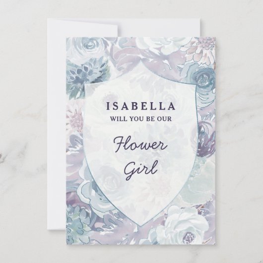 Annabelle Floral Wappen Flower Girl Vorschlag Card (Vorderseite)