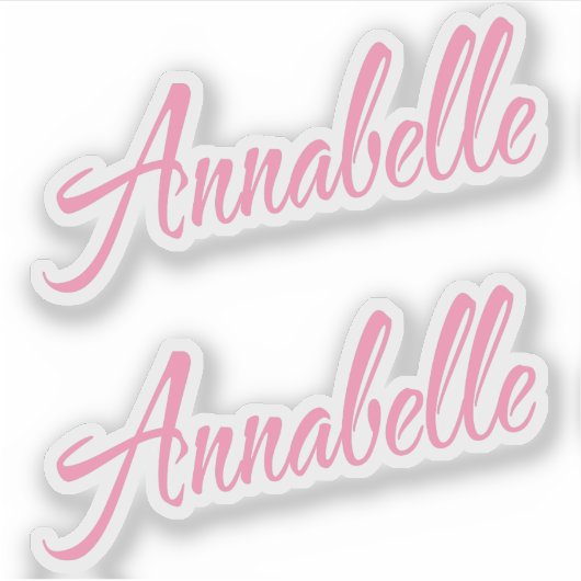 Annabelle Name Rosa cursive x2 Aufkleber (Vorderseite)