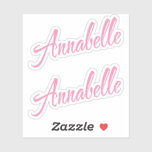 Annabelle Name Rosa cursive x2 Aufkleber (Blatt)