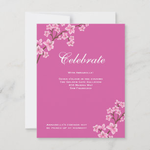 Annabelle Pink Blüten Bat Mitzvah Empfang Einladung