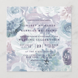 Annabelle Vintag Blue Floral Chic Wedding Square Einladung