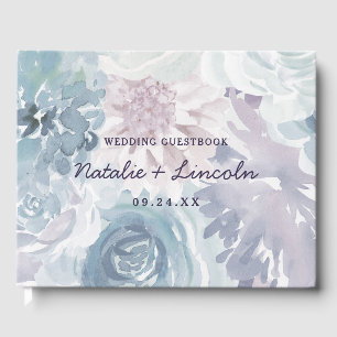 Annabelle Vintag Blue Floral Watercolor Wedding Gästebuch