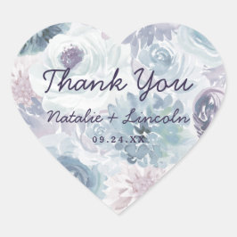 Annabelle Vintag Blue Floral Wedding Vielen Dank Herz-Aufkleber