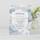 Annabelle Vintag Floral Wappen Hochzeitsfeier Programm (Stehend Vorderseite)