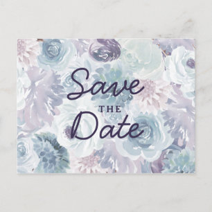 Annabelle Vintage Blau Floral Chic Save the Date Ankündigungspostkarte