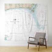 Annäherung an Cape Fear River Nautical Chart 11536 Wandteppich (Beispiel (Horizontal))