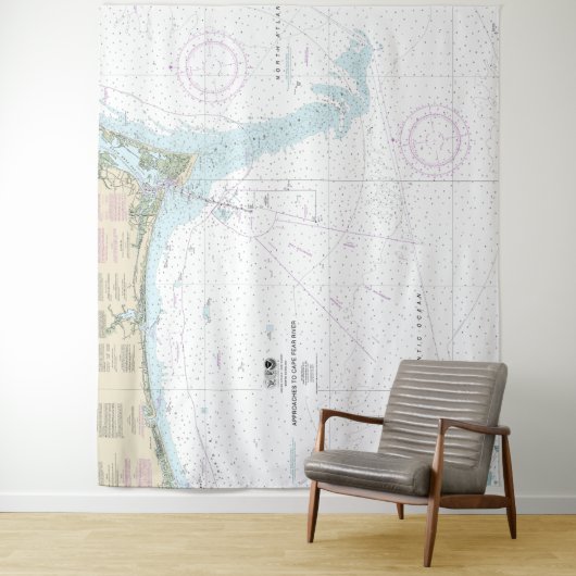 Annäherung an Cape Fear River Nautical Chart 11536 Wandteppich (Beispiel)