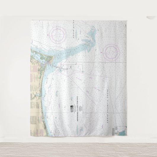 Annäherung an Cape Fear River Nautical Chart 11536 Wandteppich (Vorderseite)