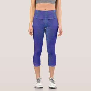 Annahme   Blue Indigo Violet Boho Medallions Capri Leggings