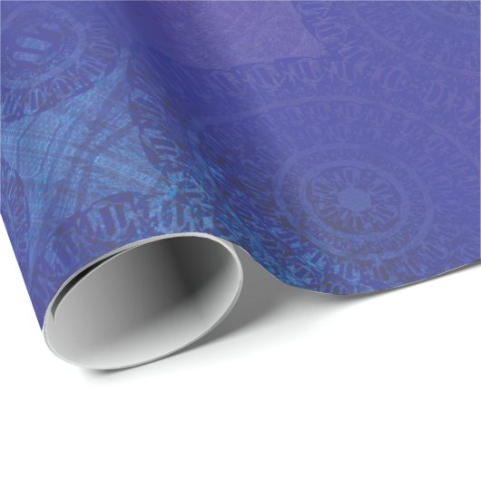 Annahme | Blue Indigo Violet Boho Medallions Geschenkpapier (Rolleneckpunkt)