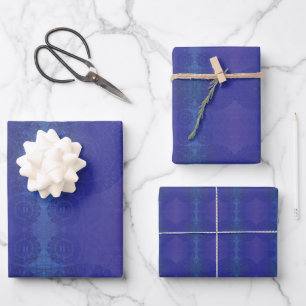 Annahme   Blue Indigo Violet Boho Medallions Geschenkpapier Set