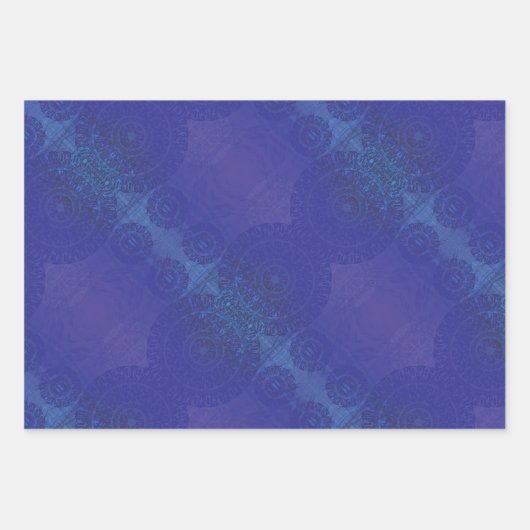 Annahme | Blue Indigo Violet Boho Medallions Geschenkpapier Set (Vorderseite 2)
