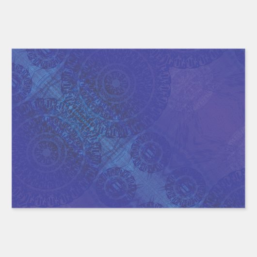 Annahme | Blue Indigo Violet Boho Medallions Geschenkpapier Set (Vorderseite)